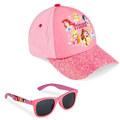 Afbeelding van Disney Princess Baseball Cap &amp; Kids Zonnebril, Meisjes Zonnehoed Zonnebril voor Kinderen Zomer Set roze, One size