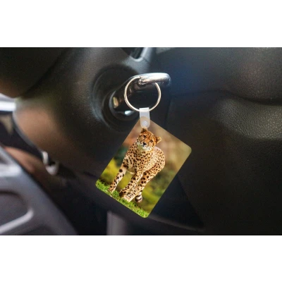 Afbeelding van Sleutelhanger Wilde dieren Gras Luipaard Natuur Uitdeelcadeautjes Plastic