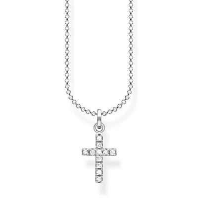 Afbeelding van Thomas Sabo Damesketting kruis pavé zilver 925 Sterling zilver, 38 45 cm lengte, 38,00 45,00 cm, Niet van toepassing