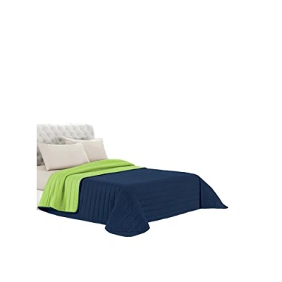Afbeelding van Elegant zomer dekbed appelgroen/donkerblauw, 100% microvezel, 220 x 270 cm