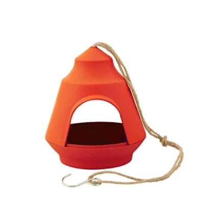 Afbeelding van Point Virgule Voederhuisje driehoek Oranje / 17,9 x 17,7 15,5 cm Bamboevezel