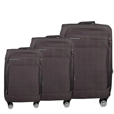 Afbeelding van MY TRAVEL BAG Stoffen reiskoffer, trolley, uitbreidbaar met dubbele wielen (M/L/XL/XXL of 4 delige set), zachte bagage, Koffie, 3er Set, koffer