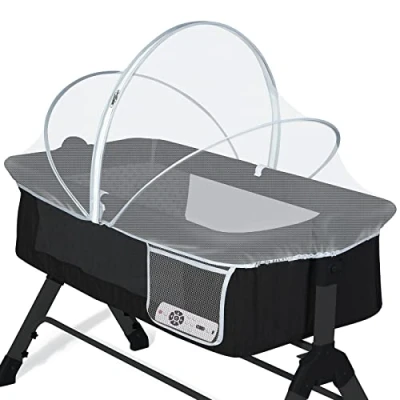 Afbeelding van Orzbow Universeel muggennet voor babybed, stabiele insectenbescherming reisbed met ritssluiting, duurzaam vliegennet kinderbed en bijzetbed, eenvoudige installatie, zijvak (wit)