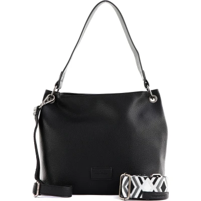 Afbeelding van FREDsBRUDER Leren Schoudertas Lanbe Hobo Bag Black Zwart