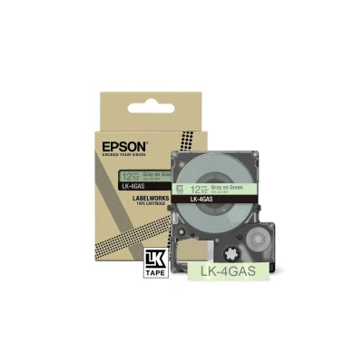 Afbeelding van Epson LabelWorks LK 4GAS Labelbandcassette compatibel met LW C610 en C410 groen/grijs 12 mm