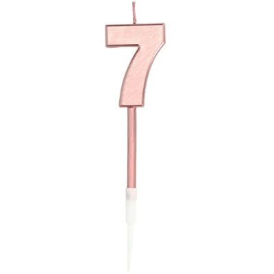 Afbeelding van Folat Verjaardagskaars 7 Roségoud Metallic