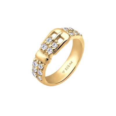 Afbeelding van ELLI Ring &#039;Gürtel&#039; goud / transparant