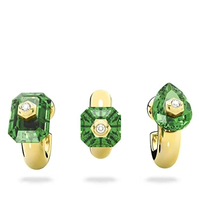 Afbeelding van Swarovski Numina ringoorbellen, Set (3), Verschillende slijpvormen, Groen, Goudkleurige toplaag