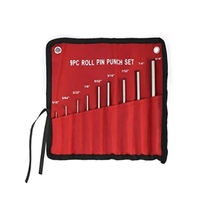 Afbeelding van QWORK® 9 delige ponsset 1,5 mm 8 1/16&quot; 5/16&quot; ponsgereedschap met oprolbaar zakje