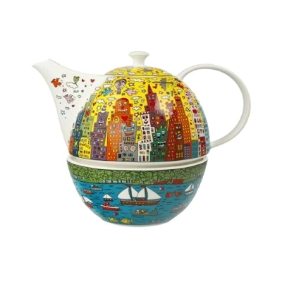 Afbeelding van Goebel Theepot rizzi met theelicht, pop art, james mijn new york city zonsondergang