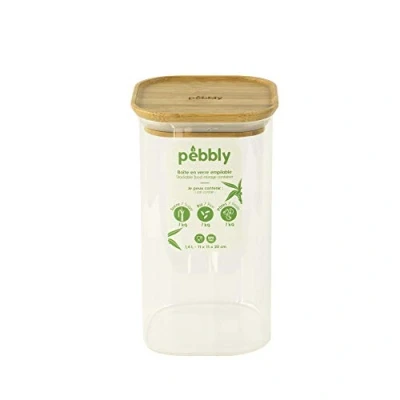Afbeelding van Voorraadpot Pebbly Rond Hout 1,4 liter
