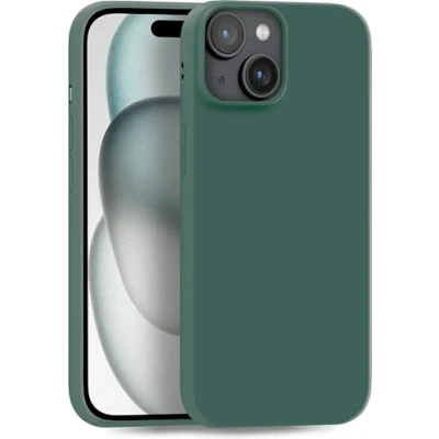 Afbeelding van MyGadget siliconen hoesje voor Apple iPhone 15 Plus, robuuste beschermhoes, TPU, dun, hoes, backcover, ultrakrasbestendig, mat olijfgroen