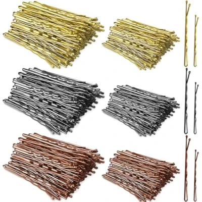 Afbeelding van Bobby Pins, 600 stuks, 5 cm/6 cm, haarspelden voor vrouwen, haargrepen, onzichtbare golf, haarstylingspelden (zwart en bruin blond)