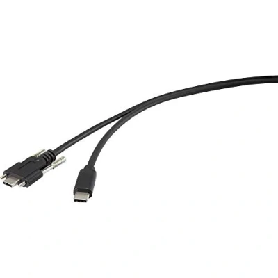 Afbeelding van Renkforce USB kabel 3.2 Gen1 (USB 3.0 / 3.1 Gen1) C stekker, stekker 1.00 m Zwart Schroefbaar RF 3773812
