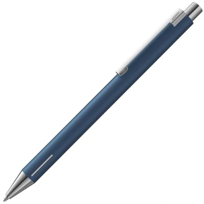 Afbeelding van Lamy econ balpen 240 roestvrij staal in indigo mat en markant gebogen clip, incl. grote vulling M 16 zwart lijnbreedte