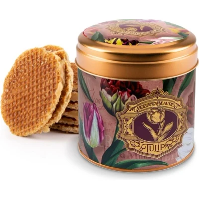 Afbeelding van Stroopwafel blik tulpen rosé embossed
