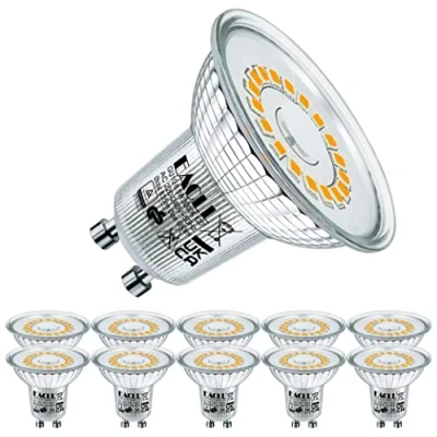 Afbeelding van EACLL GU10 LED Lamp Warm Wit, 6.5W Gelijk aan 90W Halogeenlampen, 10 pack, 3000K 680lm AC 230V Geen Flikkering Verlichting, Stralingshoek 120 Spots, Niet Dimbaar Korte Reflectorlamp