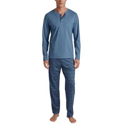 Afbeelding van Calida Imprint LANG Pyjama, Heren, Maat: Small, Coronet blue
