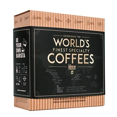 Afbeelding van Koffie Assortiment Cadeau Voor Mannen &amp; Vrouwen 5 Unieke Koffiezakjes Set Met Gemalen Uit De Hele Wereld Koffieliefhebbers Wasmandstijl Brievenbus Aanwezig