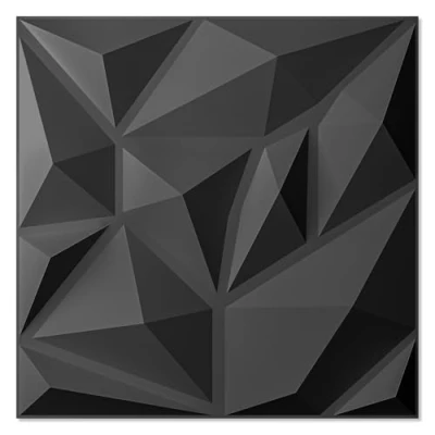 Afbeelding van Art3d 3D wandpanelen voor binnenwanddecoratie, pvc, diamant, wandbekleding gaming, woonkamer, tv muurachtergrond, 30 x cm, zwart, 20 stuks