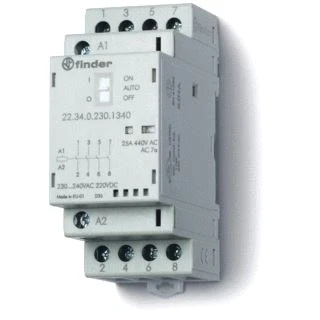Afbeelding van Finder magneetschakelaar 35 mm 2m 2v 25a 250vac spoel 24vuc contact agni on auto off keuzeschakelaar mech standindicatie led 22 34 0 230 1640