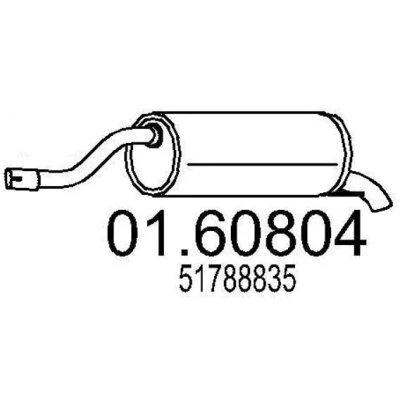 Afbeelding van MTS 01.60804 Einddemper 1120mm FIAT: Grande Punto Hatchback (199) 1.4 16V 2005 2011