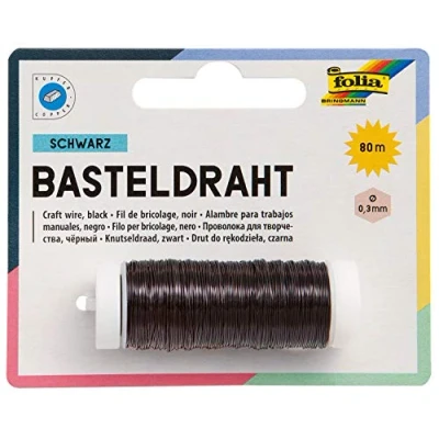Afbeelding van folia 79290 koperdraad zwart, 1 spoel 0,3 mm x 80 m ideaal voor knutselwerk, bloemstukken en containers