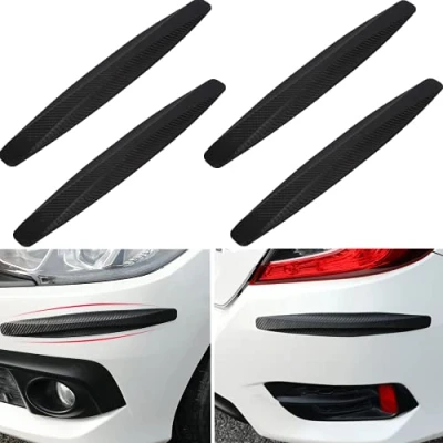Afbeelding van bangminda 4 stuks universele anti botsingpatch, autobumper, beschermstrip, kras, bumperbescherming, 41 x 4,5 cm, bescherming van koolstofvezel, zwart