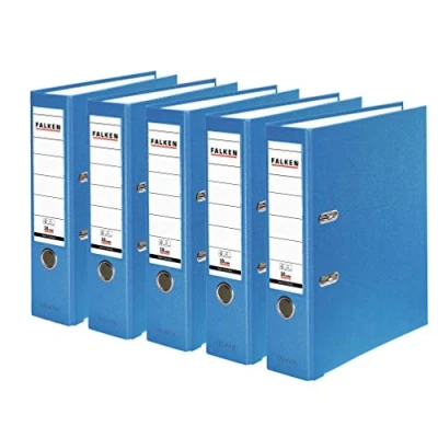 Afbeelding van Falken 15047904,Origineel 5 stuks PP Color kunststof Ordners. Gemaakt in Duitsland. 8 cm breed DIN A4 pastelkleurig aqua Vegan riNGSband dossiermap briefmap kantoormap mapleufmap