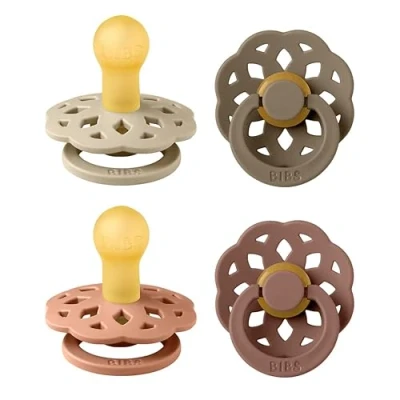 Afbeelding van BIBS Boheme Speen verpakking van 4 stuks. BPA vrij, Ronde speen. Natuurlijk rubberlatex, Gemaakt in Denemarken. Maat 1 (Verpakking stuks), Peach Mix