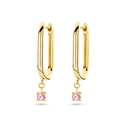 Afbeelding van Klapoorringen met Roze Saffier 14K Geelgoud Tijdloos en Elegant