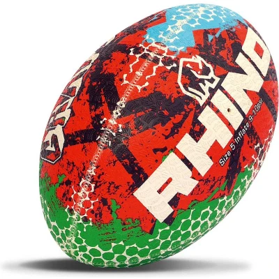Afbeelding van Rhino Graffiti Rugbybal Rood/Blauw/Groen Maat 5