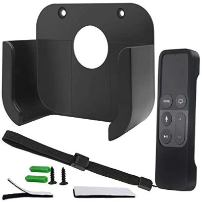 Afbeelding van Pinowu Wandmontagebeugelhouder met Siri Remote Case Compatibel Apple TV 4/4K (4e generatie) (zwart)