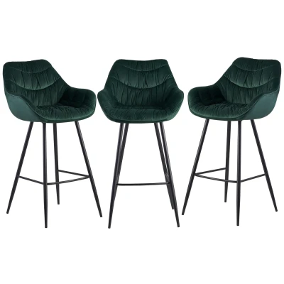 Afbeelding van Sky Style 3x Kalmar Velvet Barstoel Groen