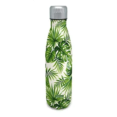 Afbeelding van NERTHUS FIH 510 Dubbelwandige thermosfles voor koud en warm, palmdesign, van 18/8 roestvrij staal, BPA vrij, 500 ml, palmboom, 0,5 l