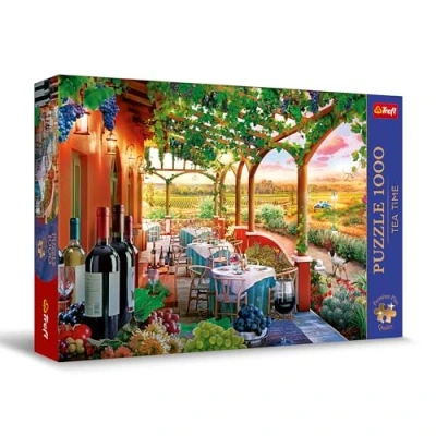 Afbeelding van Trefl Premium Plus Quality Puzzle Tea Time: Italiaanse wijngaard 1000 stukjes, Serie geschilderde nostalgische afbeeldingen, Perfect passende elementen, voor volwassenen en kinderen vanaf 12 jaar