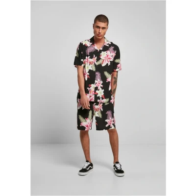Afbeelding van Urban Classics AOP Resort Overhemd, Heren, Maat: Medium, Darkjungle