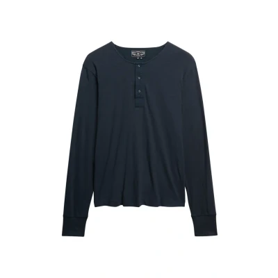 Afbeelding van Superdry Mannen The Merchant Store Grandad Lichtgewicht top Blauw Grootte: Xxl