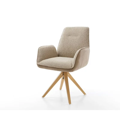 Afbeelding van DELIFE Draaistoel Zoa Flex materiaalmix mud houten frame hoekig wit 180 draaibaar pocketveer kern