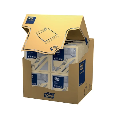 Afbeelding van Tork Dinnerservet 39x39cm 2 laags 1/4 vouw Zand 478747