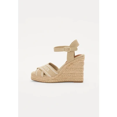 Afbeelding van Tommy Hilfiger Sandalen met sleehak, Dames, Maat: 41, Horse radish Katoen
