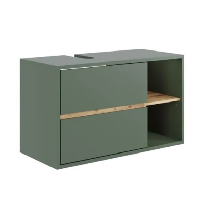 Afbeelding van Vicco Wastafelonderkast Viola, groen/artisan, 100 x 60 cm met 2 laden