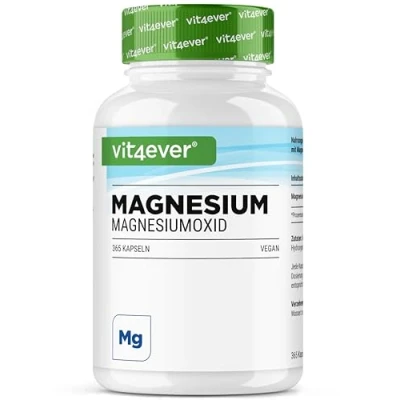 Afbeelding van Magnesiumoxide 365 capsules 400 mg Magnesium(hydr)oxide Vit4ever