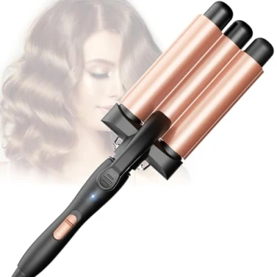 Afbeelding van Beach Waves Krultang met 3 opzetstukken, instelbaar, snel verwarmend, voor lang en kort haar