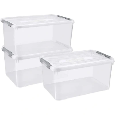 Afbeelding van Curver 240679 Kunststofbox HANDY Gesloten, Stapelbaar (b x h d) 400 290 600 mm Transparant 3 stuk(s)