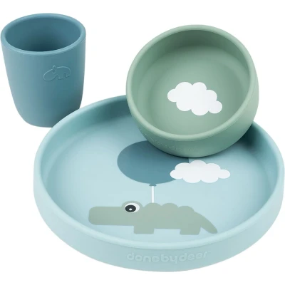 Afbeelding van Done By Deer Eetset Silicone Happy Clouds Blue