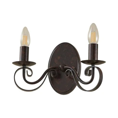 Afbeelding van Lucande wandlamp 2 lichts metaal H: 17.8 cm E14 roestbruin