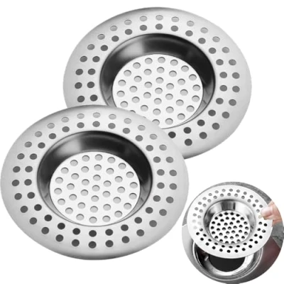 Afbeelding van Afvoerzeef, 2 Stuks Afvoerscherm Roestvrij Staal, Spoelbak Filter Scherm, Wastafel Zeef, voor Douche, Bad, Keuken, 2.95 &quot;/ 7.5 cm
