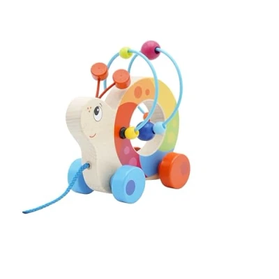 Afbeelding van Goki Pull along animal with bead maze snail 14 x 6
