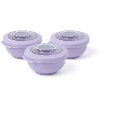 Afbeelding van Amuse Tylla Lavender Snack set Perfect Afsluitbare Snackdoosjes Voor onderweg Vaatwas, magnetron, en diepvriesbestendig Paars 3 x 200 ml